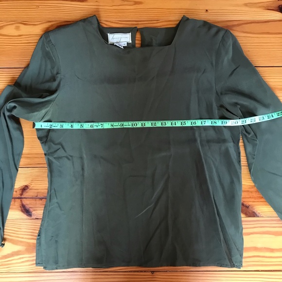Spenser Jeremy Green Boxy Silk Long Sleeve Top, EUC, 12 - Picture 7 of 14